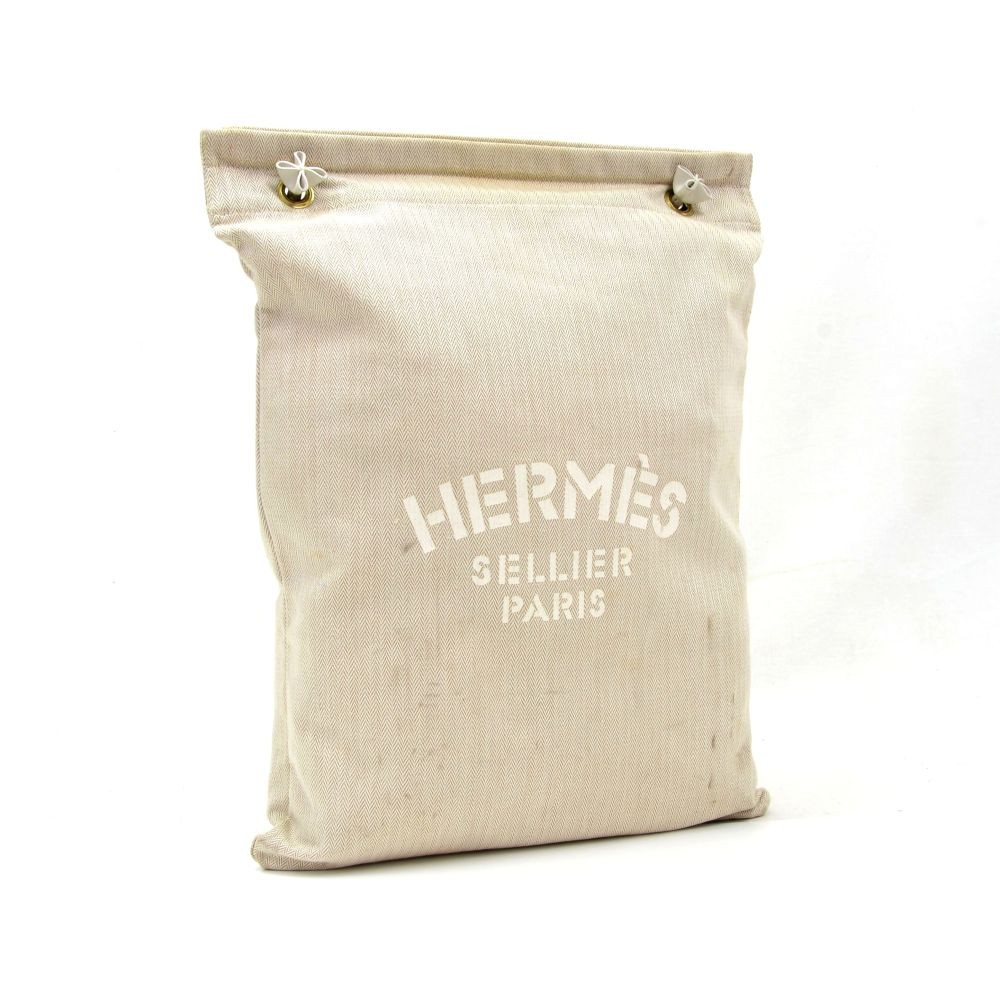Hermes Hermes Aline Sellier Paris 34cm White Cotton Large Shoulder