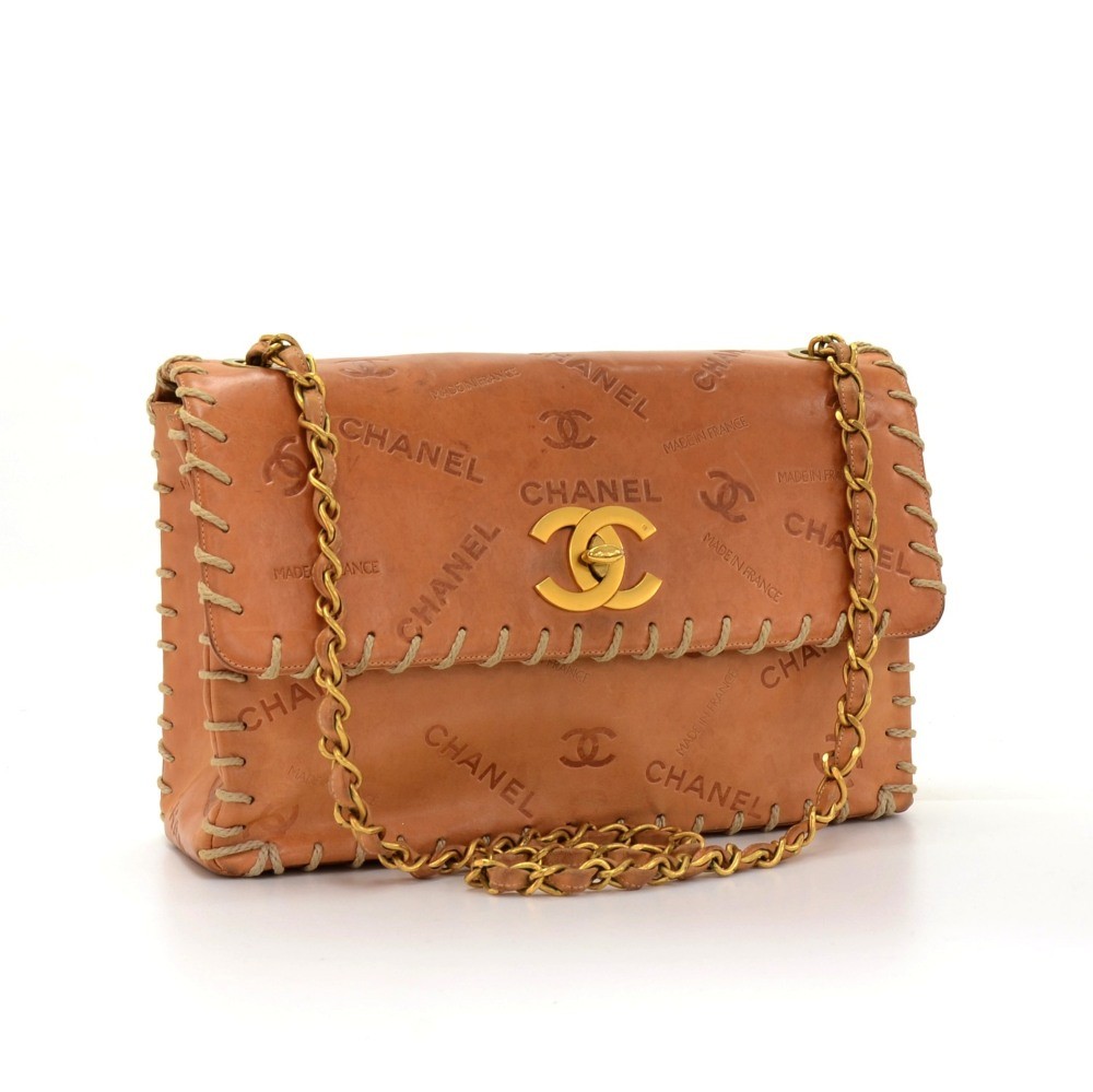 Chanel Chanel 13 Jumbo Brown Cowhide Leather Large Shoulder Flap