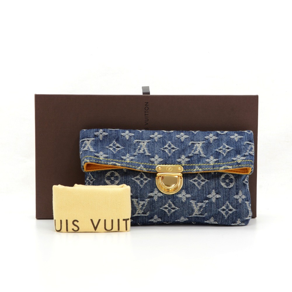 Louis+Vuitton+Pratt+Clutch+Small+Blue+Denim for sale online