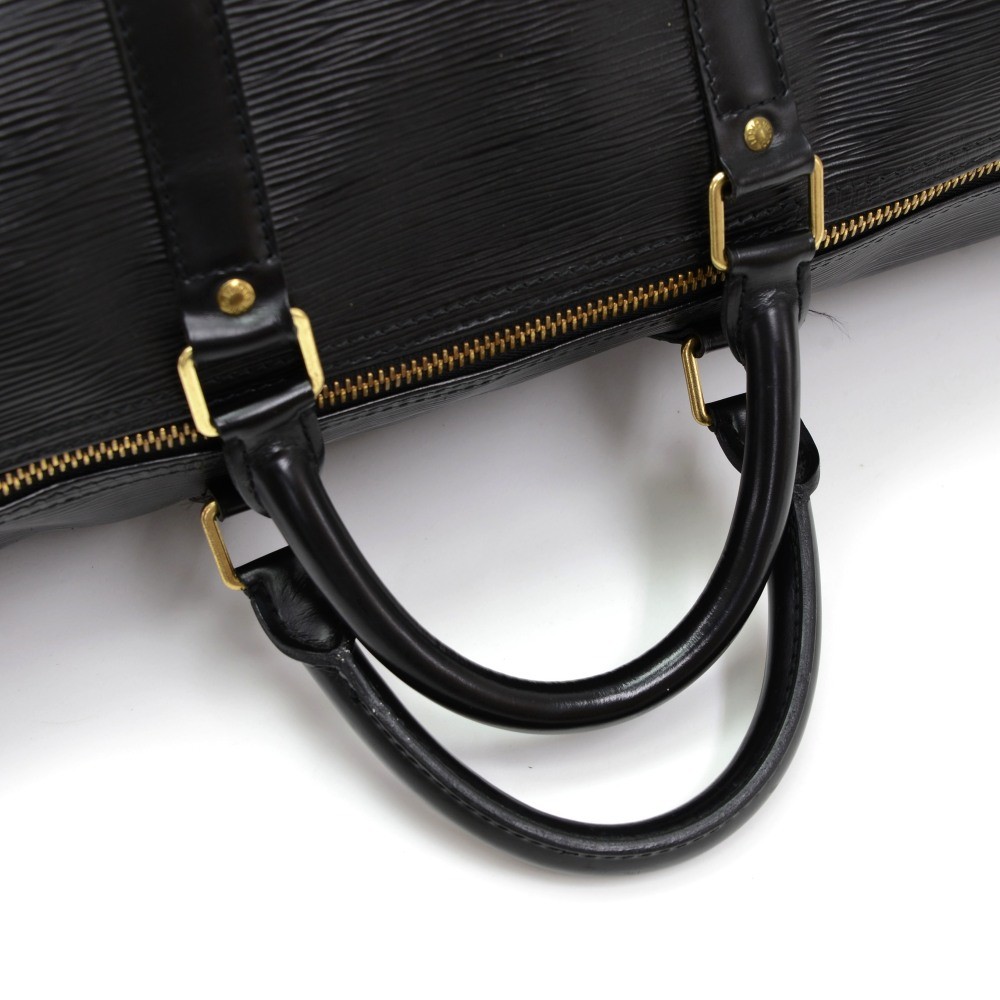 Louis Vuitton Black Epi Leather Keepall 55 Travel Bag ○ Labellov