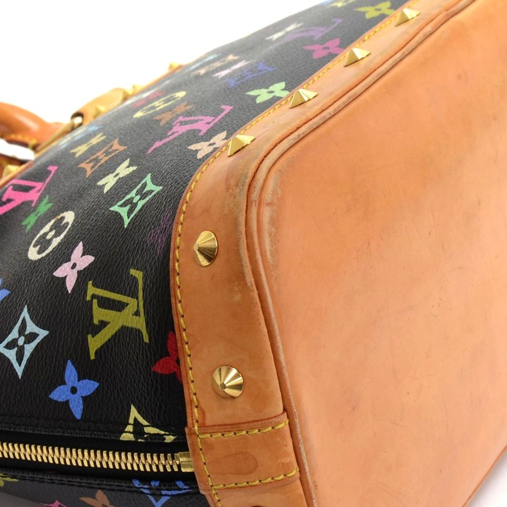 Louis Vuitton Monogram Multicolore Alma Leather Camel Black Handbag 77