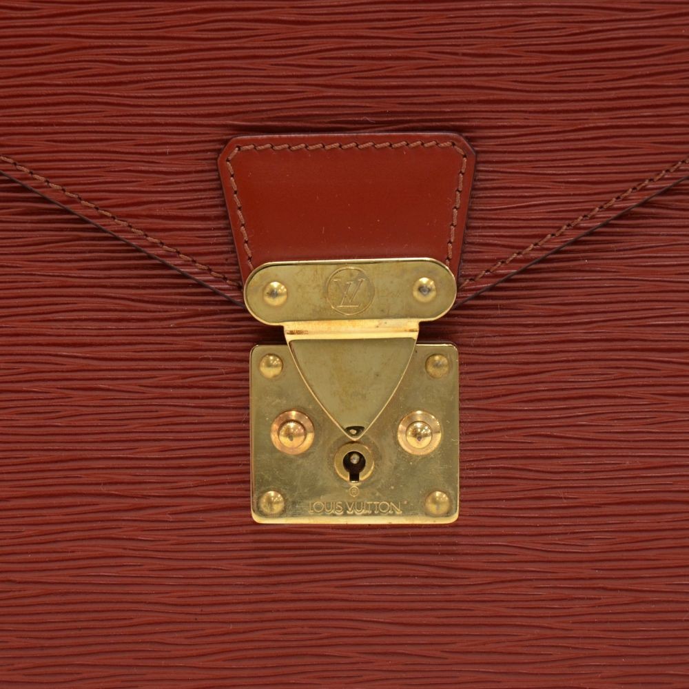 Auth Louis Vuitton Epi Serviette Ambassadeur Brown Briefcase M54418 LV 7609F