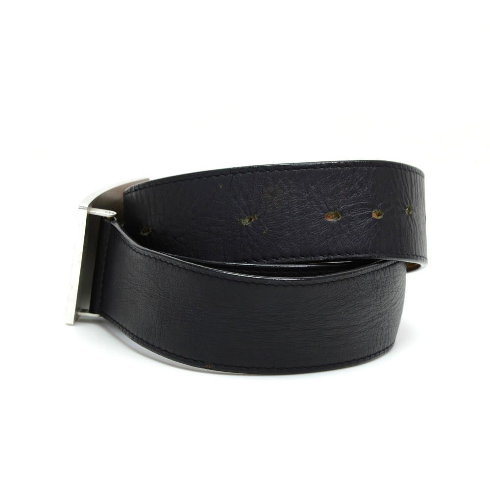 Louis Vuitton Calfskin Belt Travelling Requisites Belt Black Sz 110