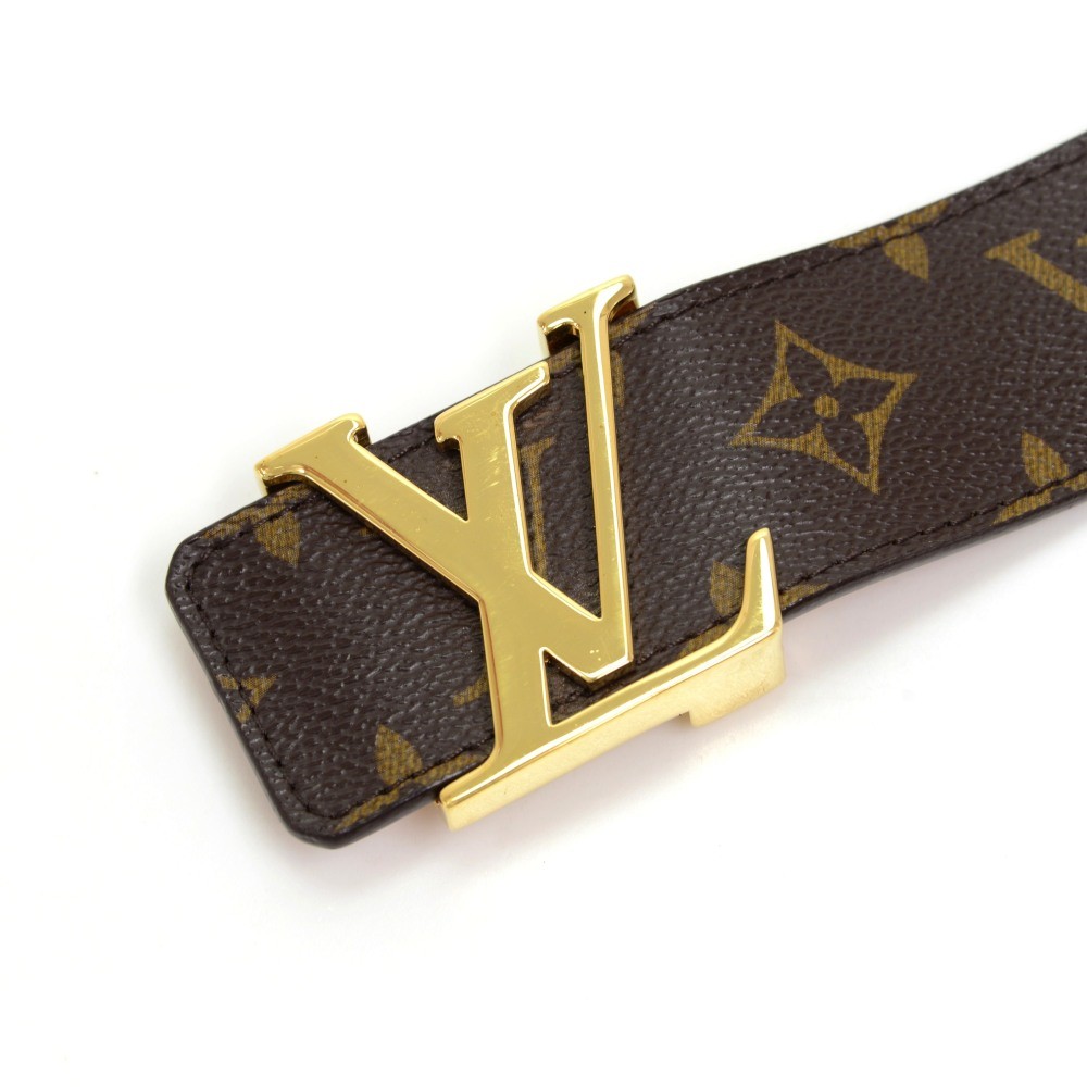 Auth Louis Vuitton Monogram Mini Lin Belt Navy/Gold - e54772a
