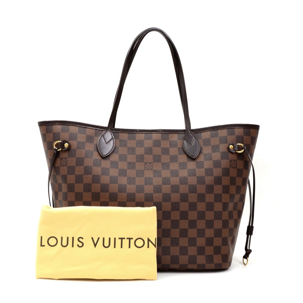 Louis Vuitton Damier Ebene Neverfull MM Shoulder Bag Canvas Purse. VI 1015  For Sale at 1stDibs