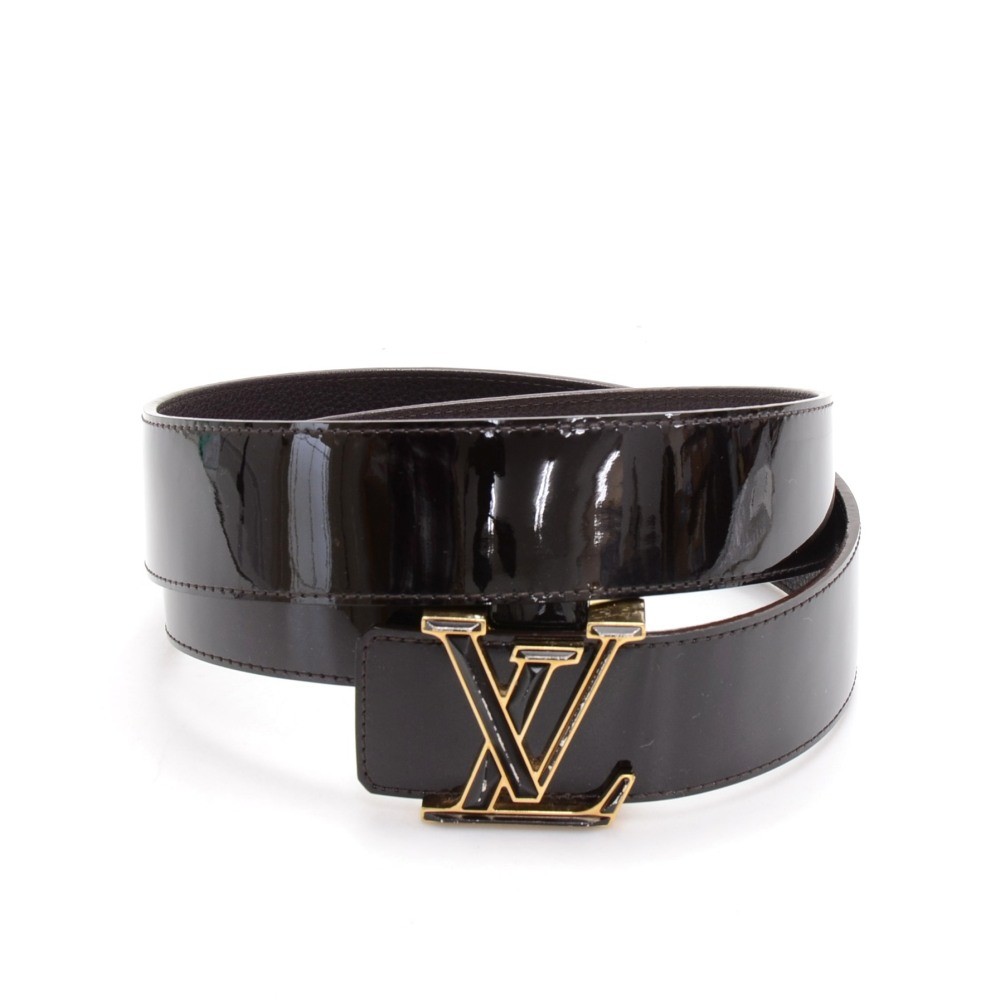 Louis Vuitton Charcoal Monogram Vernis Mat 18lv65 Belt