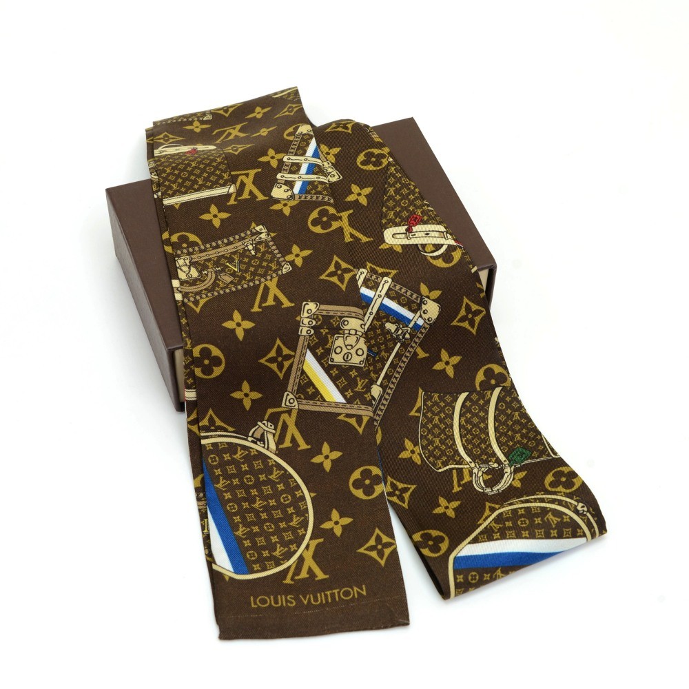 Louis Vuitton - Trunks Monogram Silk Scarf Brown