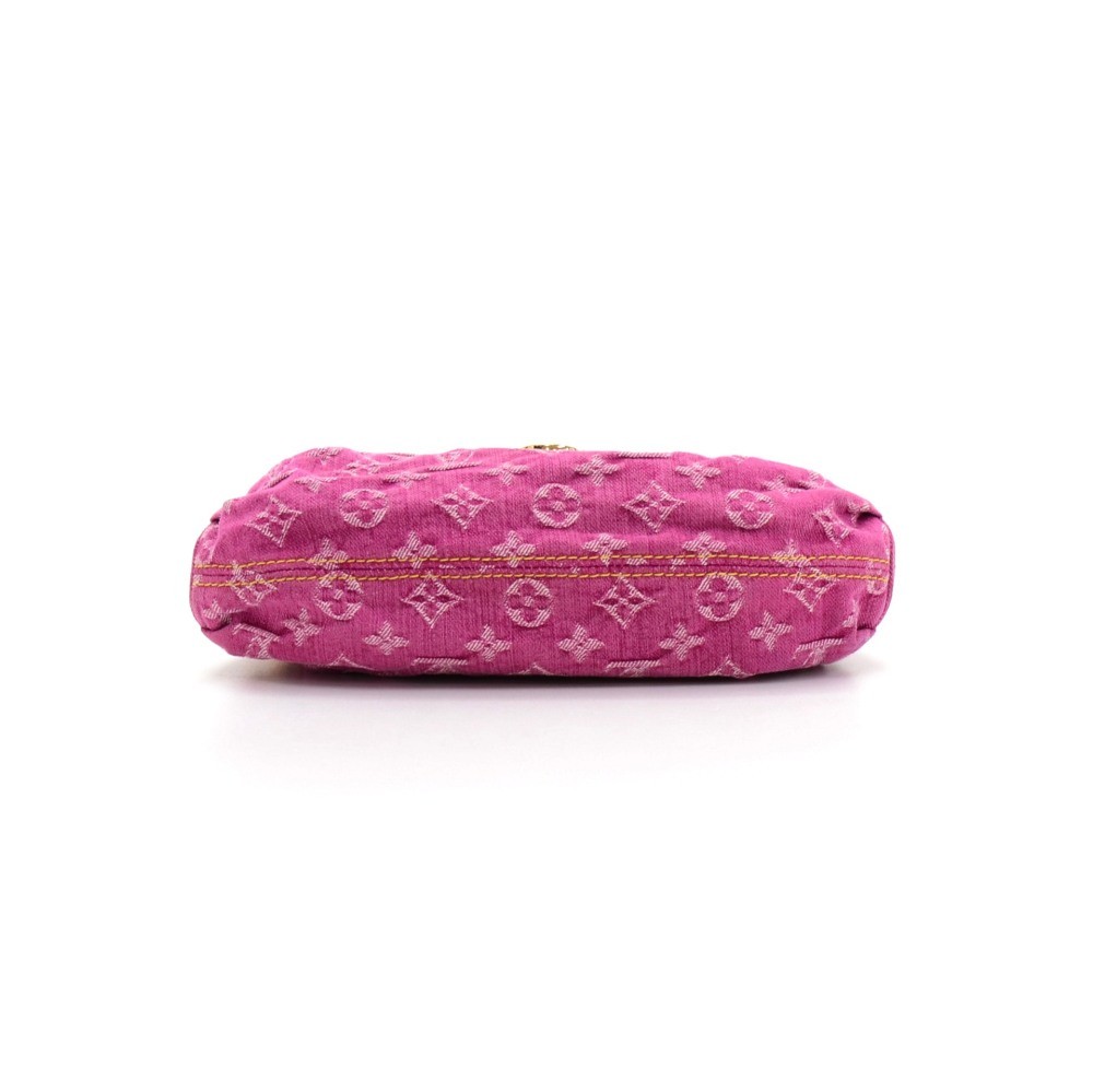 Louis Vuitton Pink Monogram Denim Mini Pleaty ($800) ❤ liked on