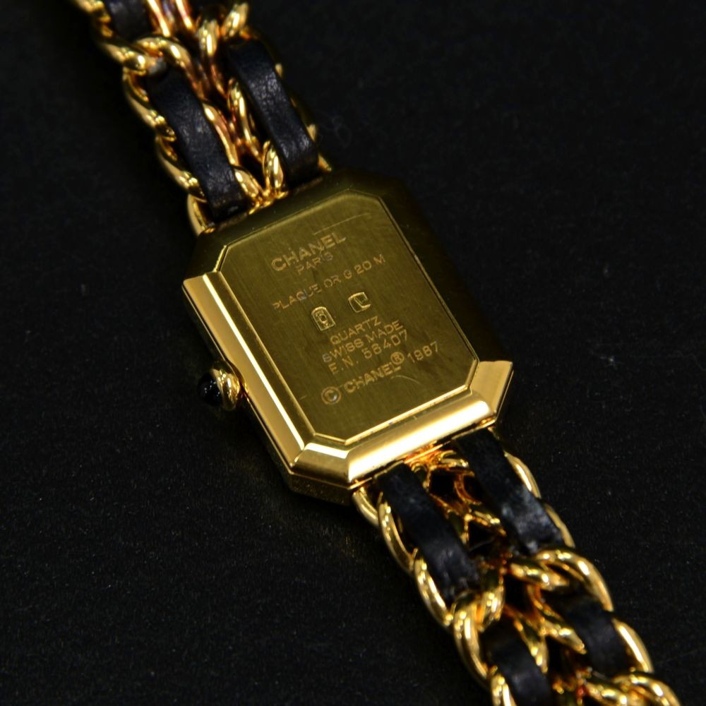 Chanel Chanel Premiere Ladies Gold Plated Quartz Black Leather Wrist
