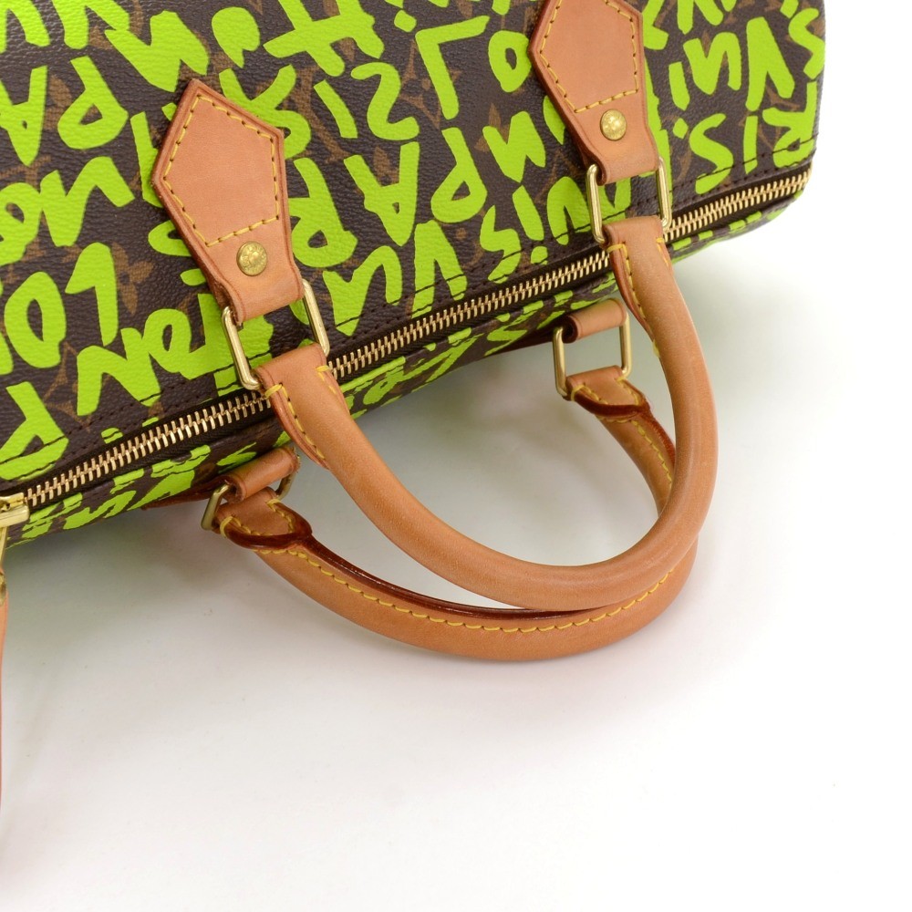 Louis Vuitton Speedy 30 Handbag Monogram Graffiti Green M93706 TH4098 78734