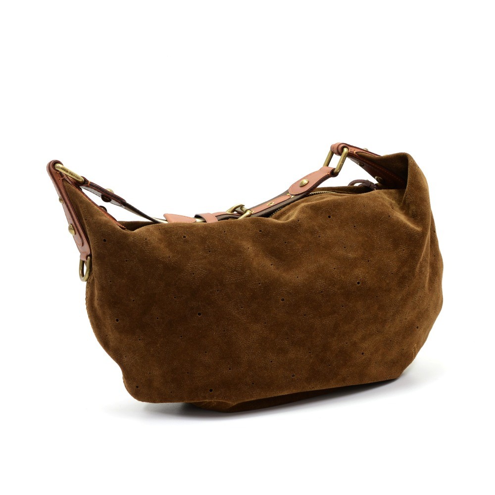 🦋LV vintage bag Onatah brown fleurs suede leather