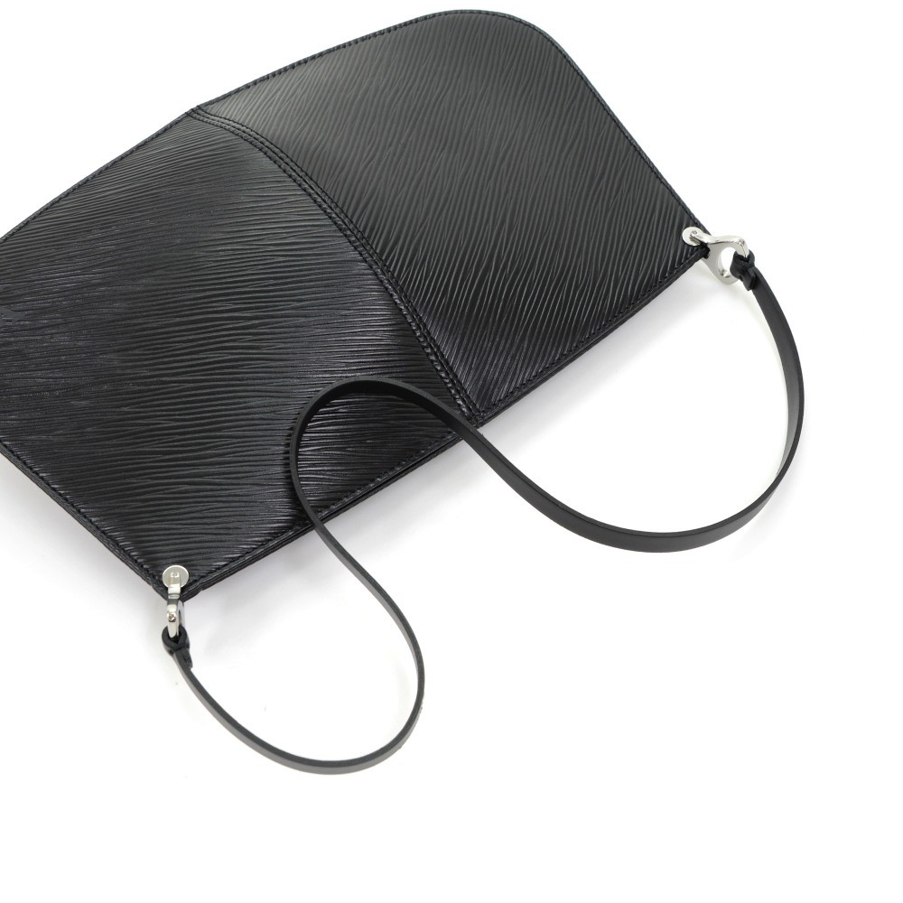 Black Epi leather Louis Vuitton Pochette Demi-Lune with silver-tone  hardware, single flat shoulder s…