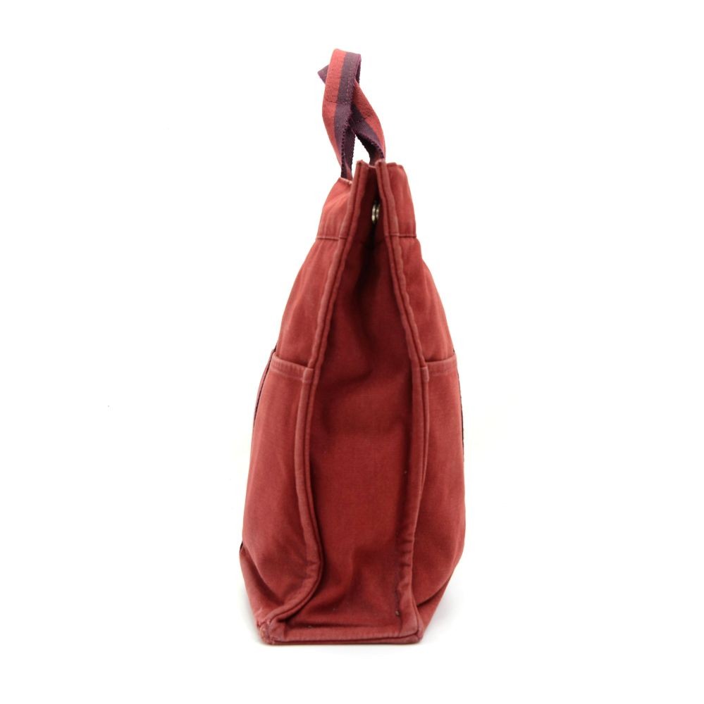Hermès Authentic Hermes Fourre Tout MM Canvas Tote Bag Red
