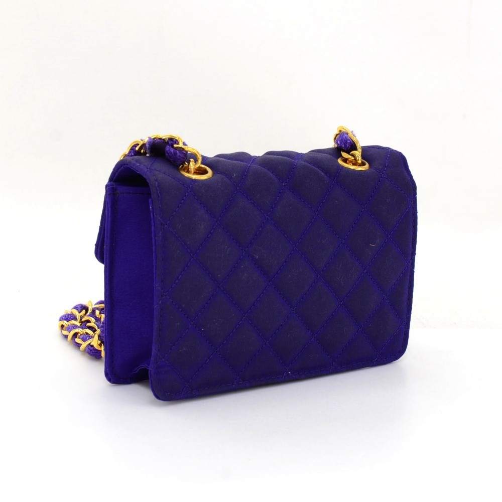 Chanel Vintage Chanel Purple Quilted Nylon Shoulder Flap Mini Bag Ex