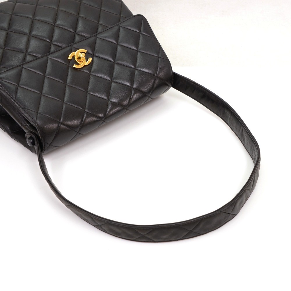 CHANEL AP3435 Kelly Quilted Aged Calfskin Leather Shoulder Bag Black
