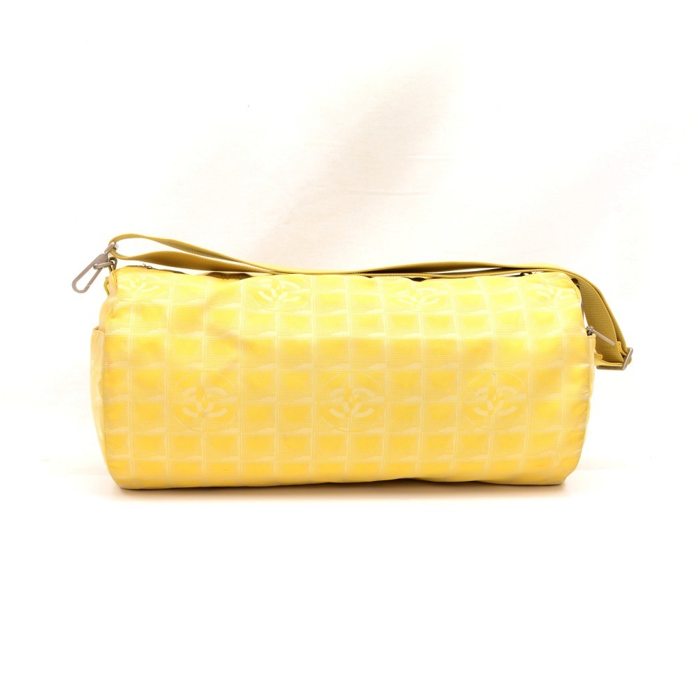 Chanel Chanel Travel Line Yellow Jacquard Nylon Shoulder Hand Bag