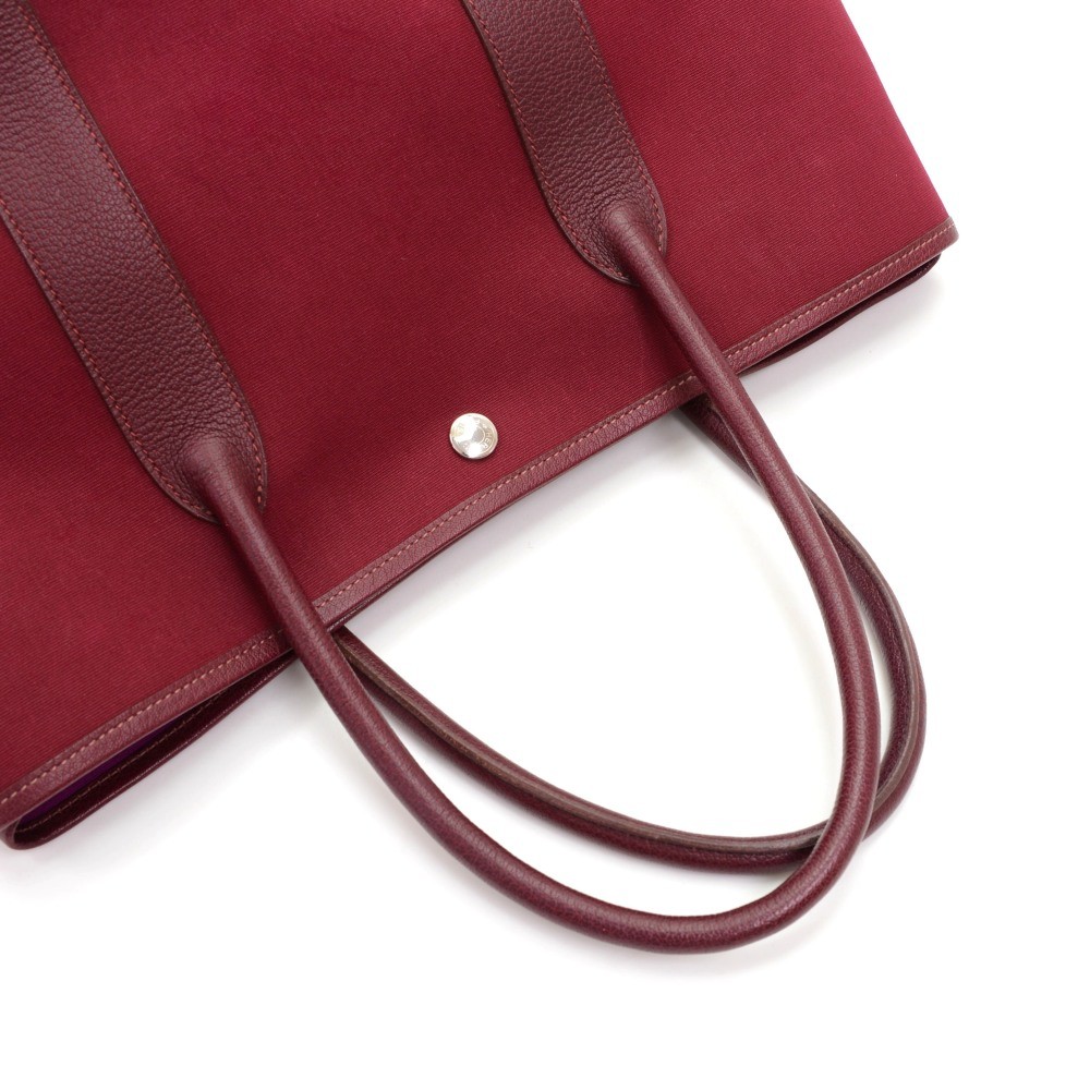 Hermès - Authenticated Garden Party Handbag - Leather Burgundy Plain for Women, Very Good Condition