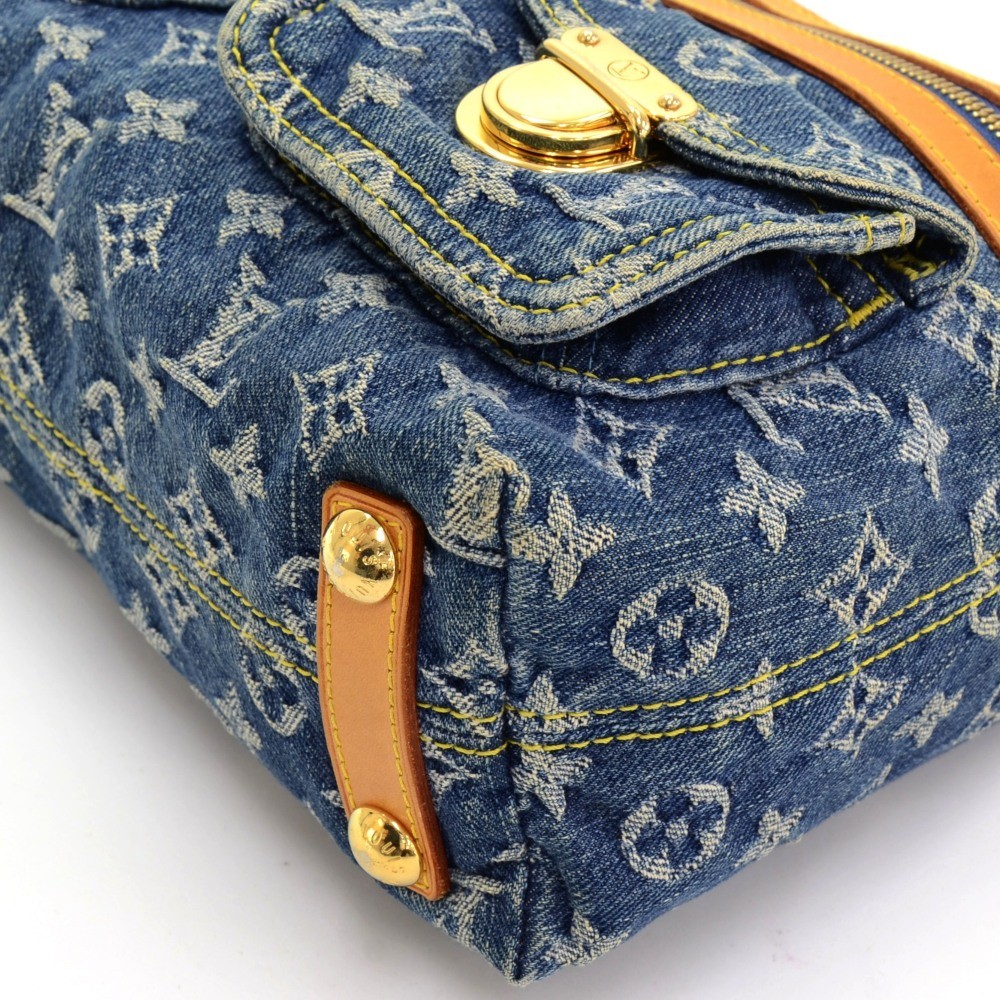 Louis Vuitton Monogram Denim Baggy PM Denim Leather Suede Blue Shoulder bag  85