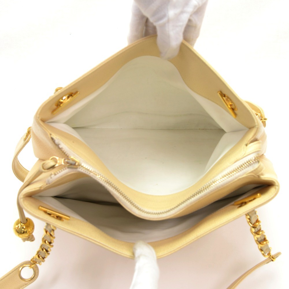 Chanel Chain Shoulder Bag Pochette Beige Caviar – AMORE Vintage Tokyo