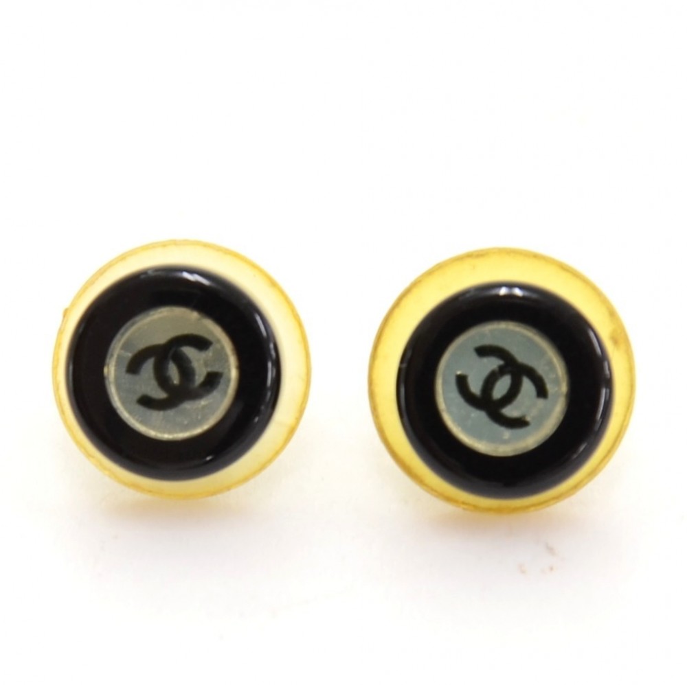Vintage Chanel Black and Gold Earrings with CC Logo – Very Vintage