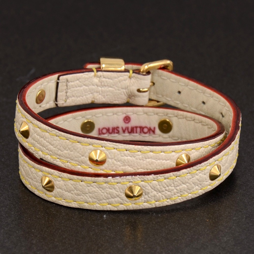 New Authentic Louis Vuitton Women’s Double Wrap Suhali Studded Belt M Cream