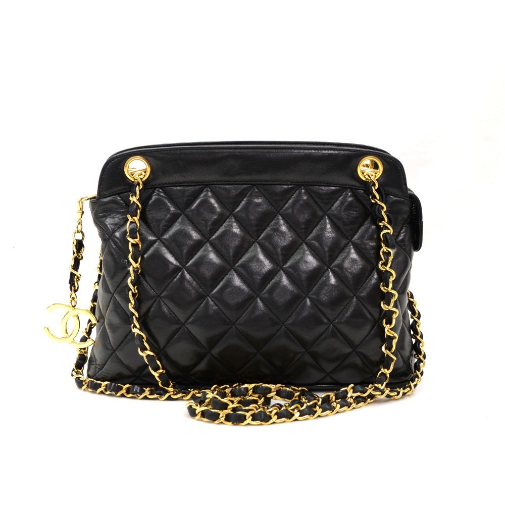 vintage chanel black purse leather