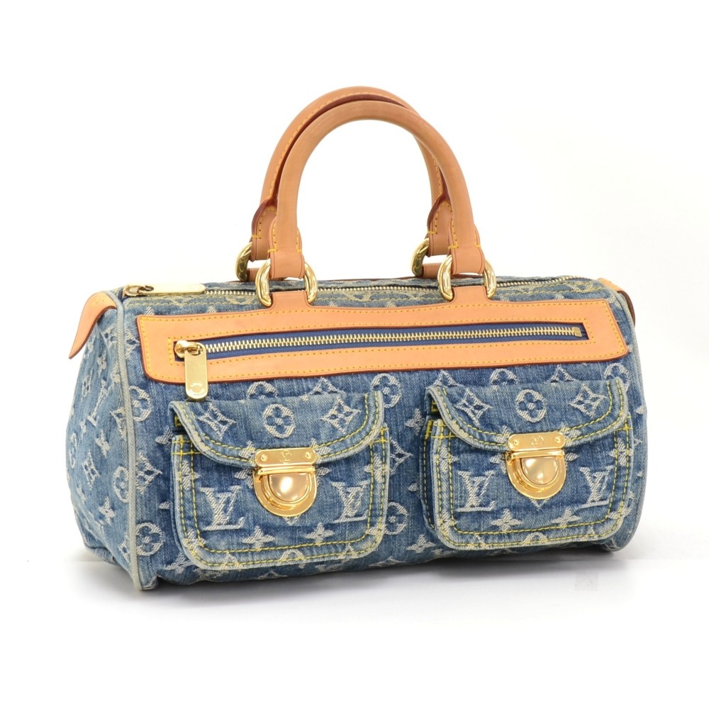 Sold at Auction: LOUIS VUITTON Monogram Denim Neo Speedy Blue Handbag