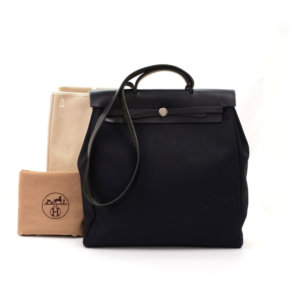 hermes birkin bag for sale - Hermes Hermes Herbag MM 2 in 1 Canvas Black Leather Shoulder Hand Bag