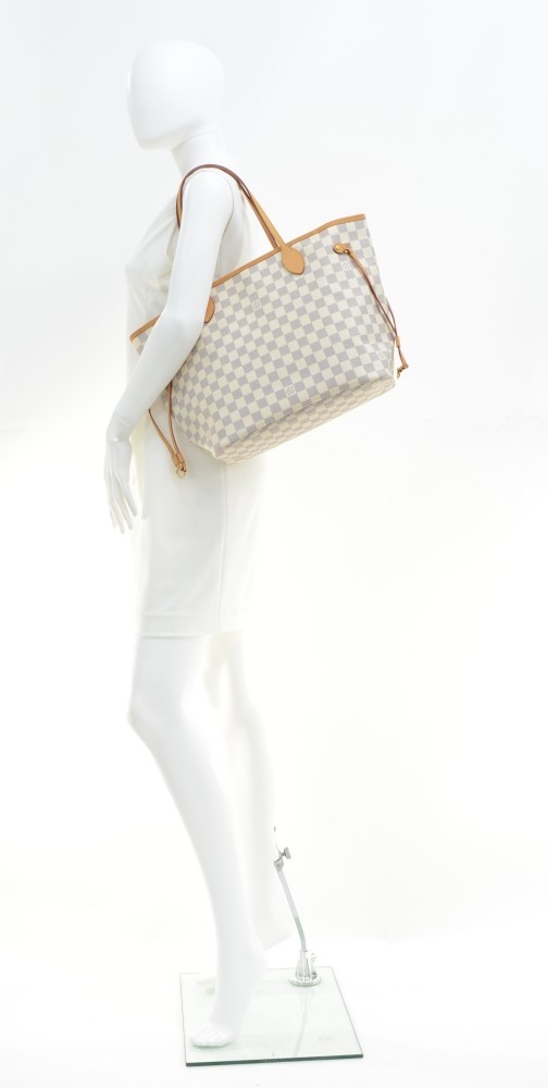 Louis Vuitton Damier Azur Neverfull MM - White Totes, Handbags - LOU769119