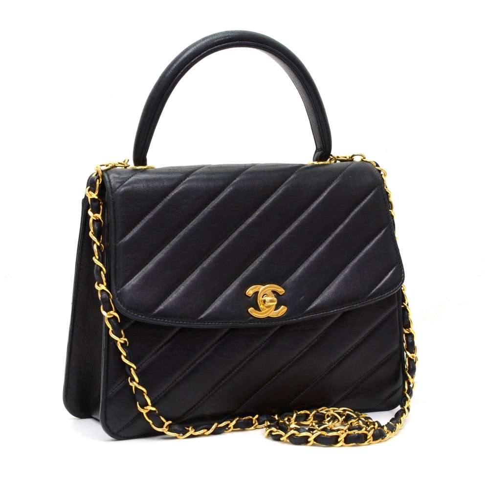 Chanel Vintage Chanel Mini Kelly Black Quilted Leather Flap 2 way