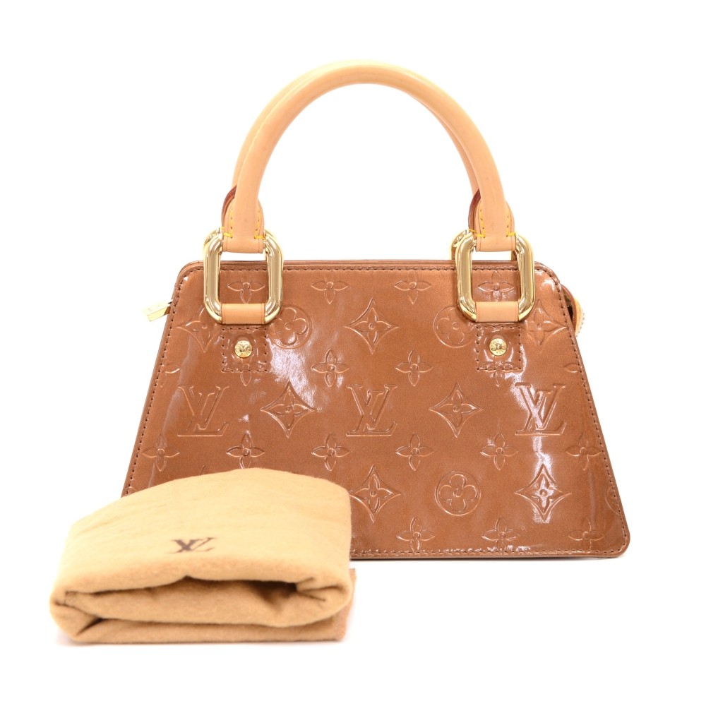 Authentic LOUIS VUITTON Forsyth Mini Bronze Vernis Leather Hand Bag Purse  #51363