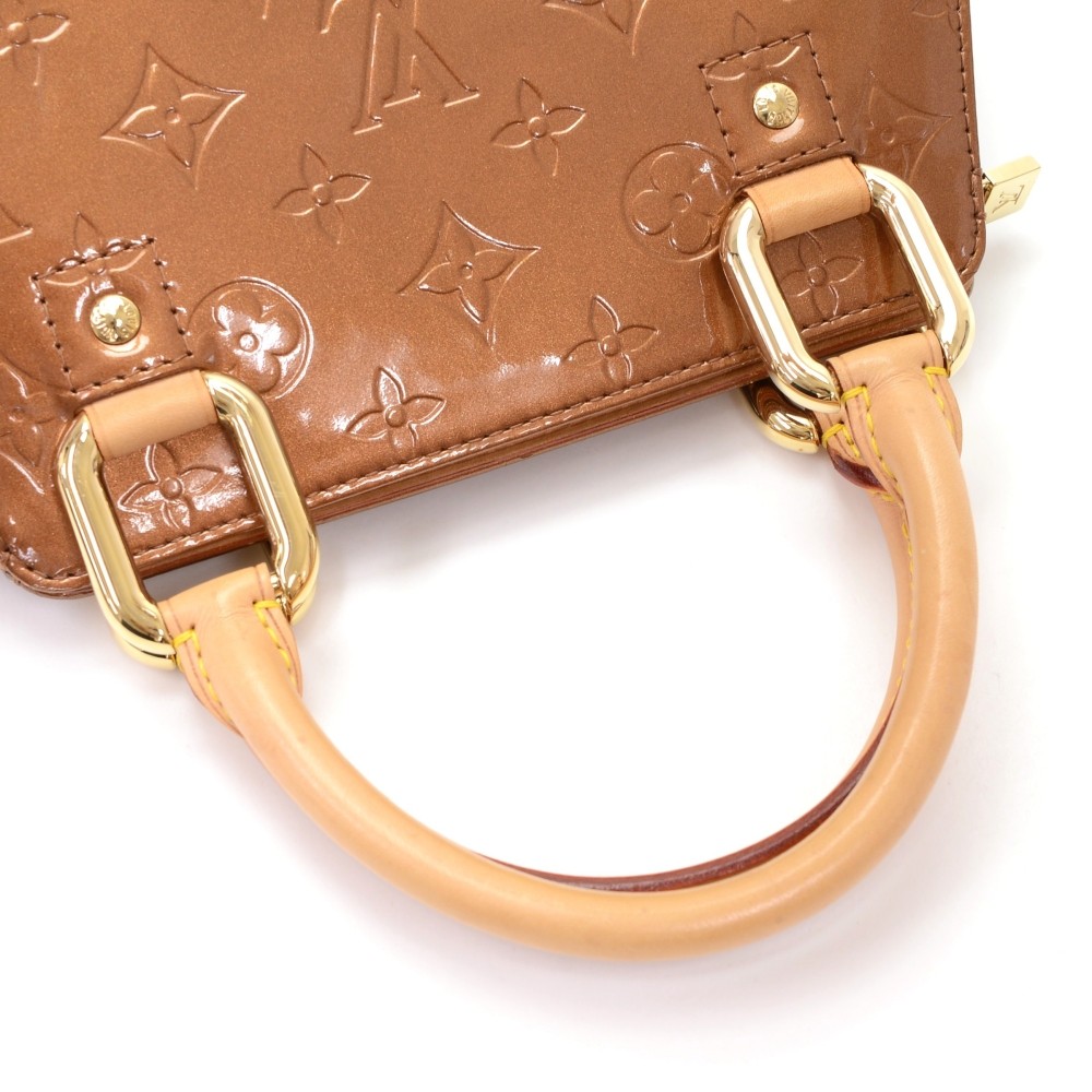 Authentic LOUIS VUITTON Forsyth Mini Bronze Vernis Leather Hand Bag Purse  #51363