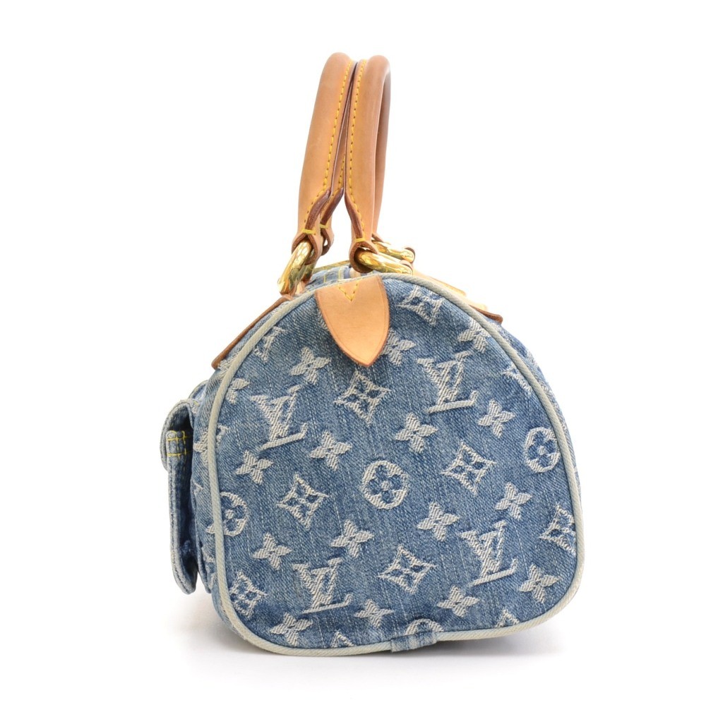 Néo speedy handbag Louis Vuitton Blue in Denim - Jeans - 36625721