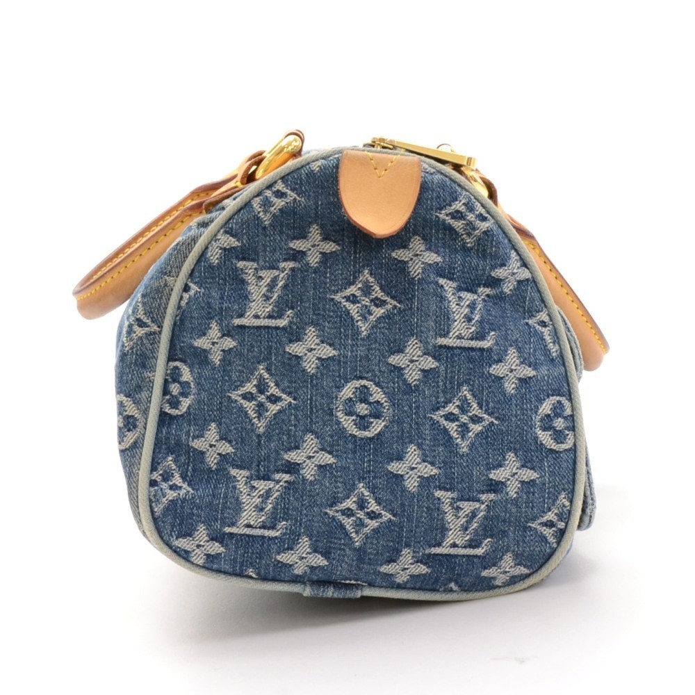 Louis Vuitton neo speedy denim and leather bag Blue ref.142546