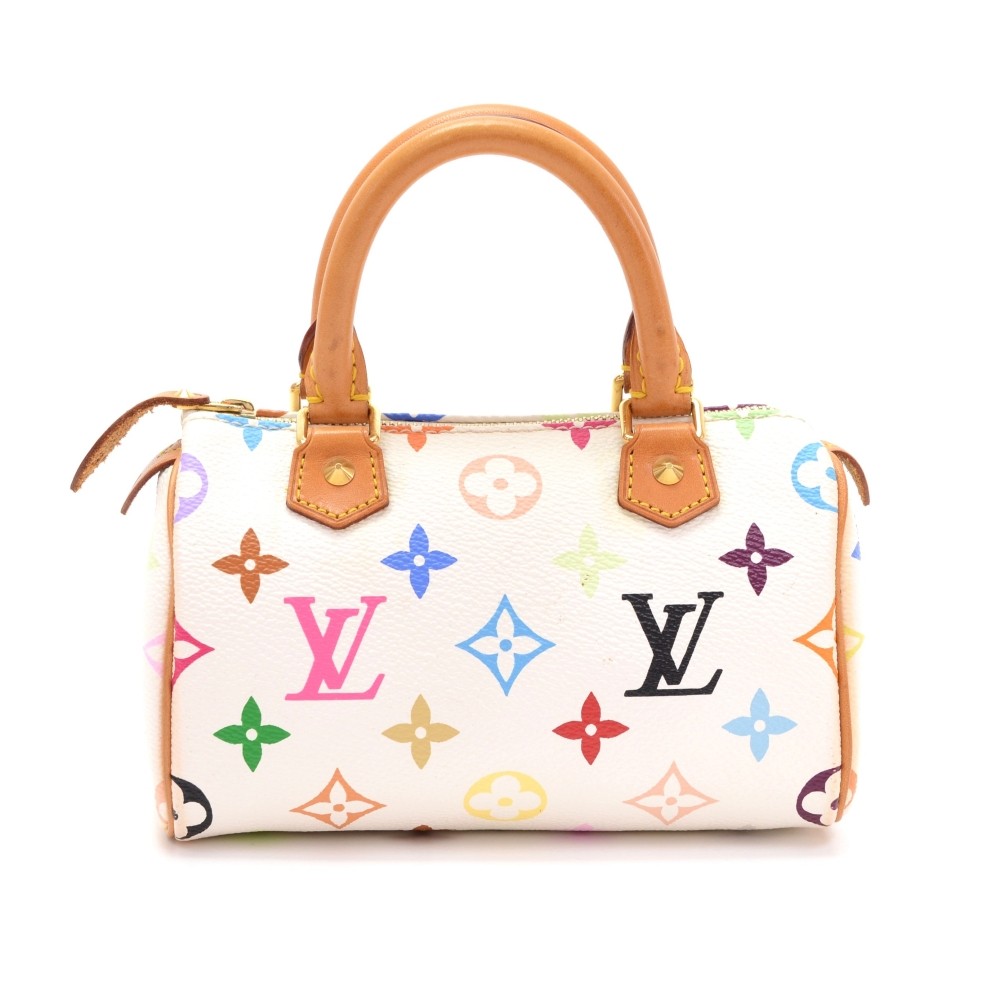 Louis Vuitton Louis Vuitton White Multicolor Canvas Mini Speedy