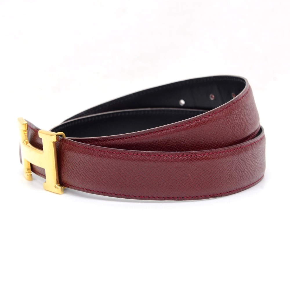 Belt HERMES H Burgundy Size M Luxury consignment shop online Amsterdam % %