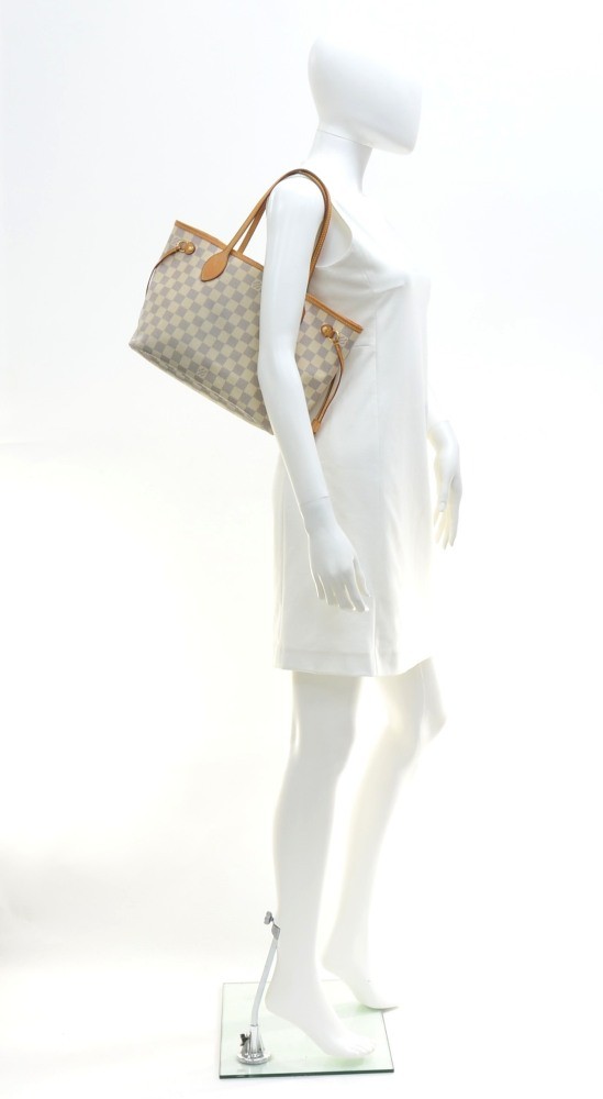 White Louis Vuitton Damier Azur Neverfull PM Tote Bag – Designer
