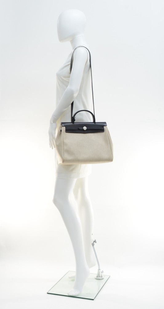 Hermès Herbag PM 2 in 1 Canvas Natural Leather Shoulder Bag 31