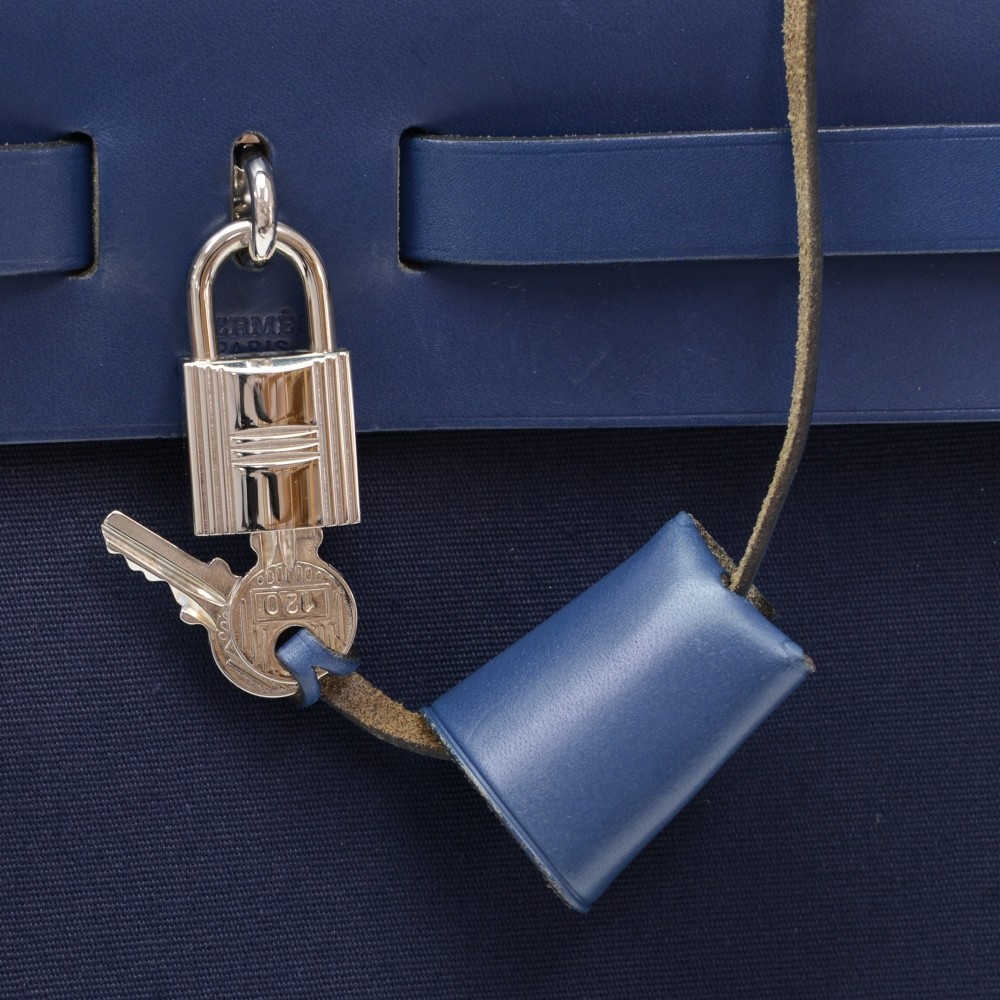 Hermes] Hermes Valparaíso PM Handbag Gen de lienzo azul □ K