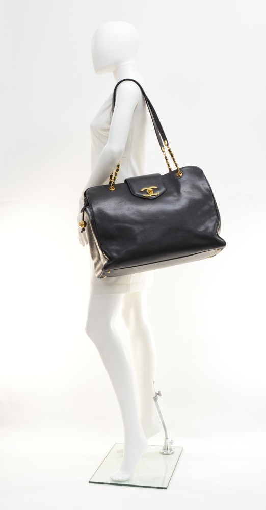 Chanel Black Lambskin Leather Supermodel Jumbo Tote with Gold, Lot #56212