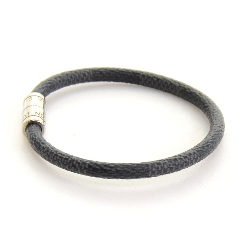 Authentic Louis Vuitton Damier Graphite Bracelet Keepit Black M6140E LV  0691G