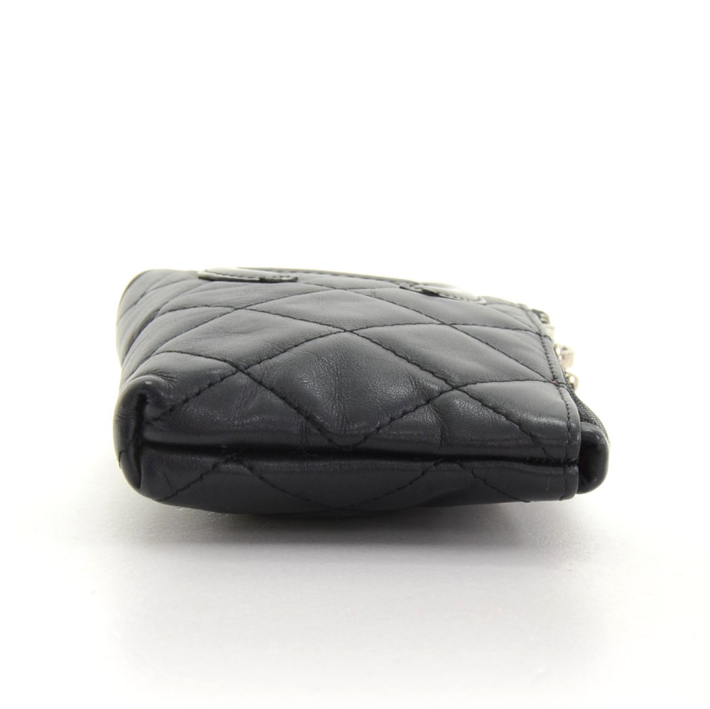 Chanel Calfskin Cambon Quilted Key Pouch Black