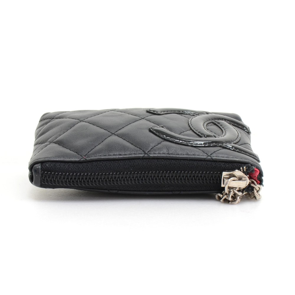 Chanel Calfskin Cambon Quilted Key Pouch Black