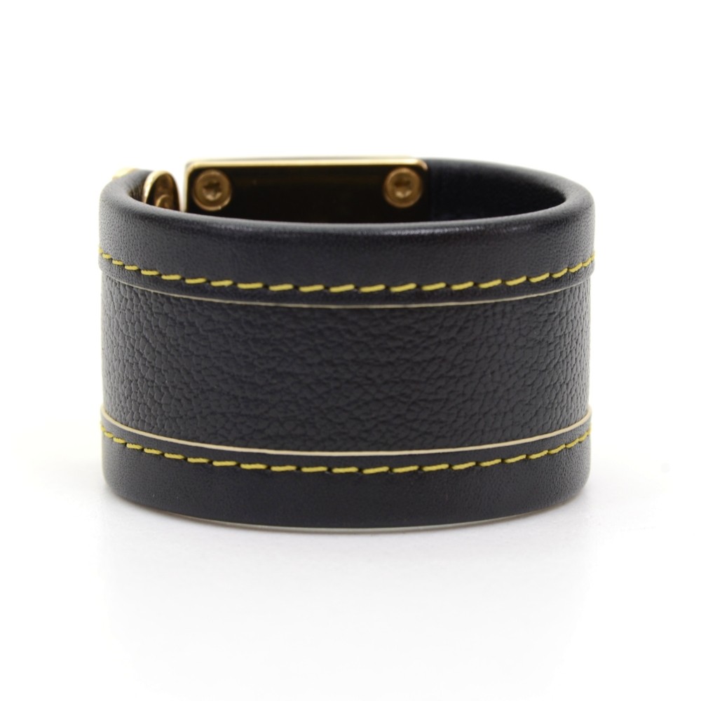 Louis Vuitton Louis Vuitton Bracelet Serrure S Black Suhali Leather