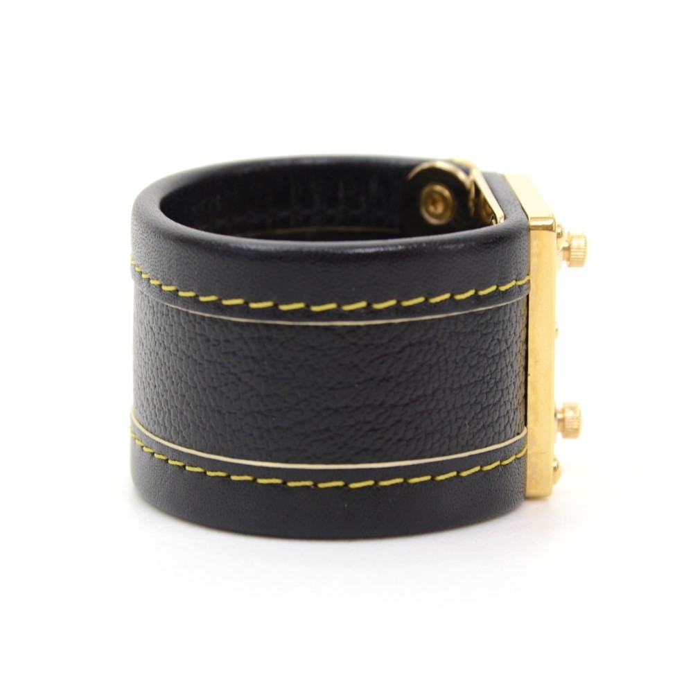 Black Louis Vuitton Studded Suhali Wrap Bracelet – Designer Revival