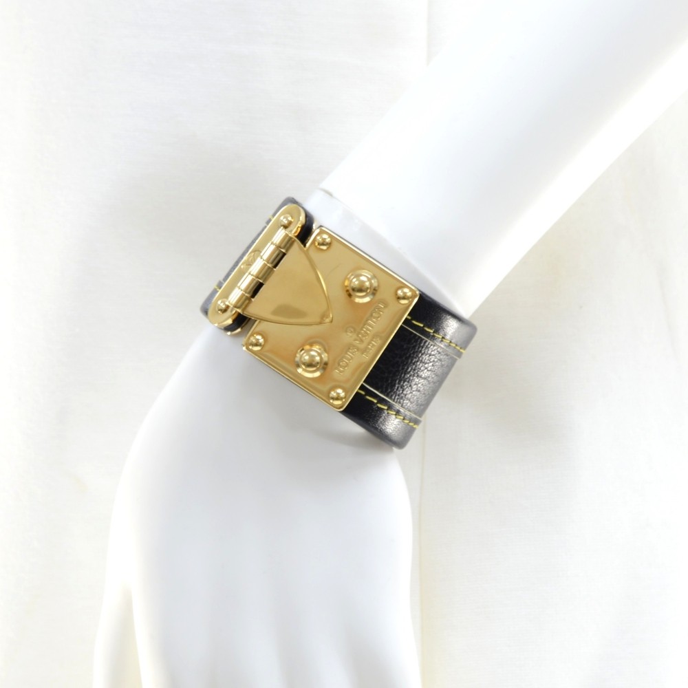 PRE-OWNED/LOUIS VUITTON Suhali Leather Wrist Cuff/Bracelet