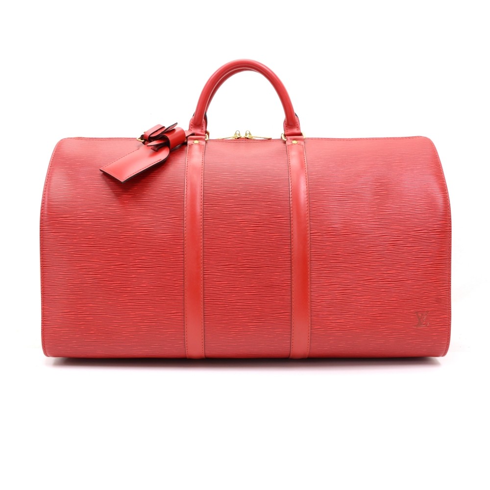 Louis Vuitton Red Epi Leather Keepall 50 Duffle Bag 89lk328s