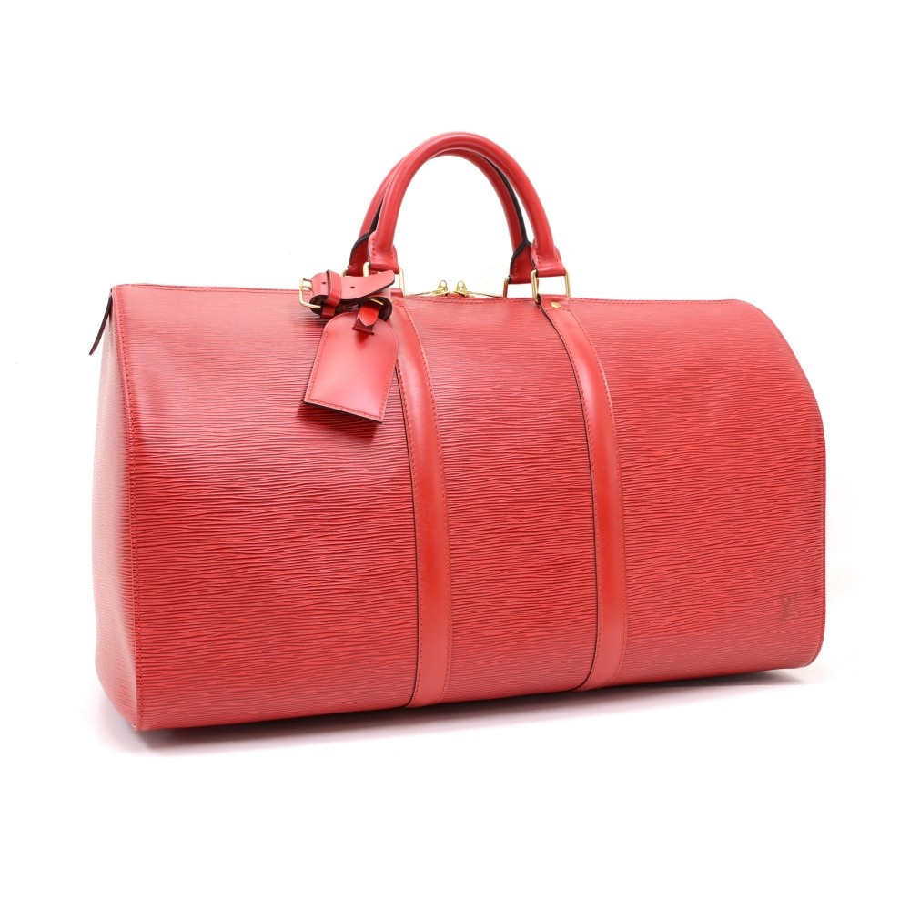 Louis Vuitton Red Epi Leather Keepall 50 Duffle Bag 89lk328s – Bagriculture