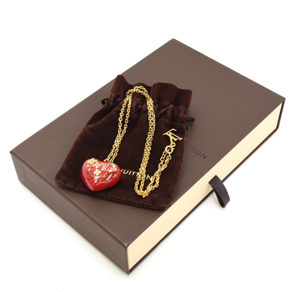 Louis Vuitton M66294 Necklace Pendant Inclusion Heart Clear Red