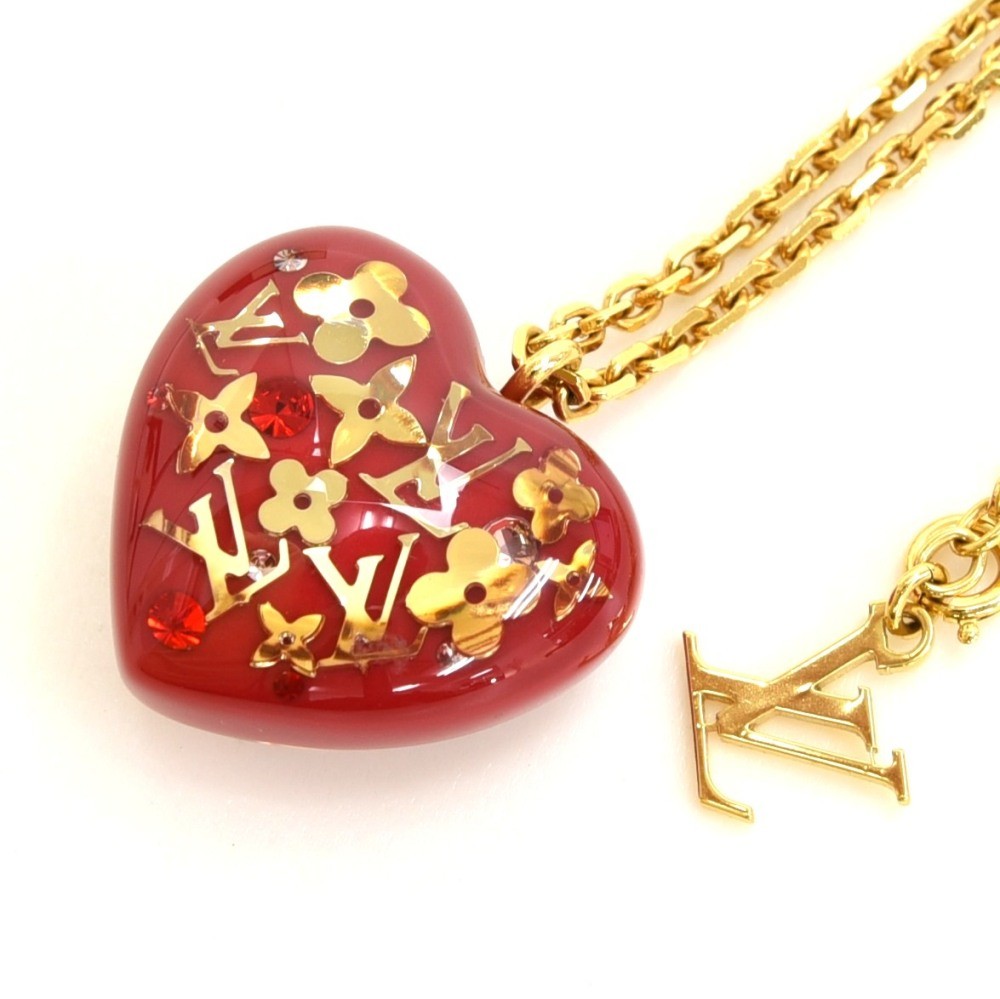 Louis Vuitton Collier Love Romance Necklace M80270 Metal Gold Red
